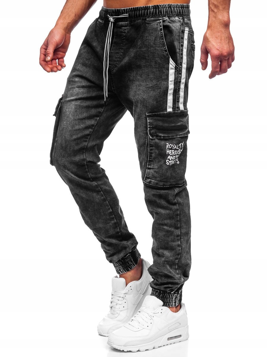 

Spodnie Jeansowe Joggery Czarne TF054 Denley_m