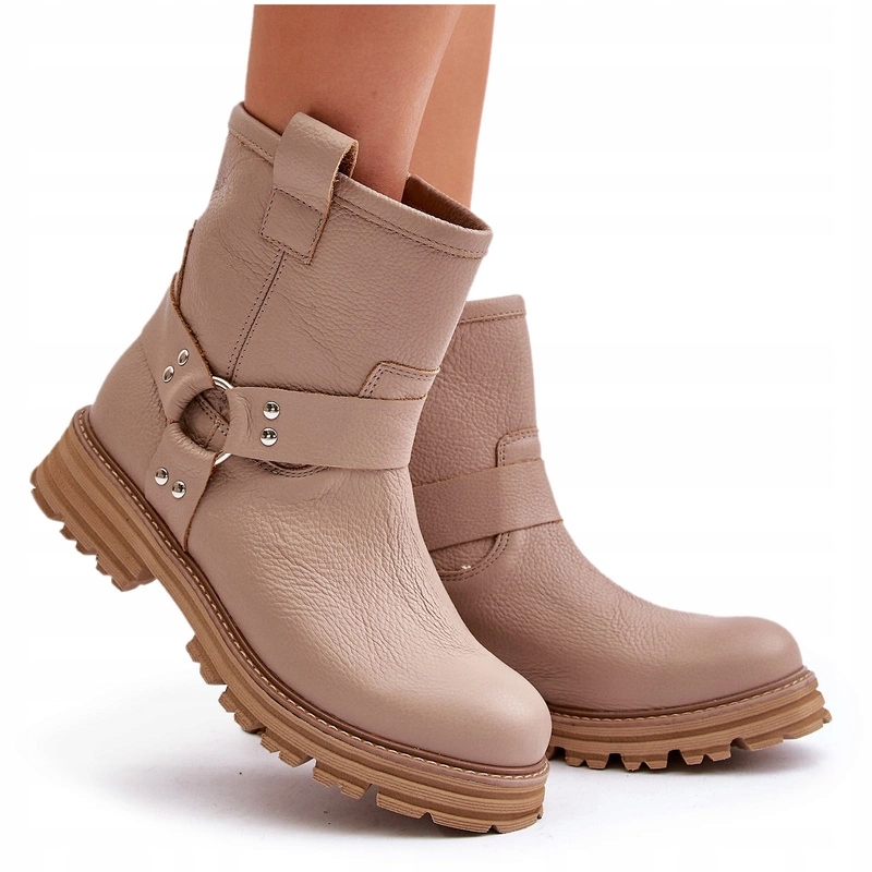 Dámské Kotníkové Boty Semišové S Plochým Podpatkem Na Zip Lewski 3610 Béžové 39