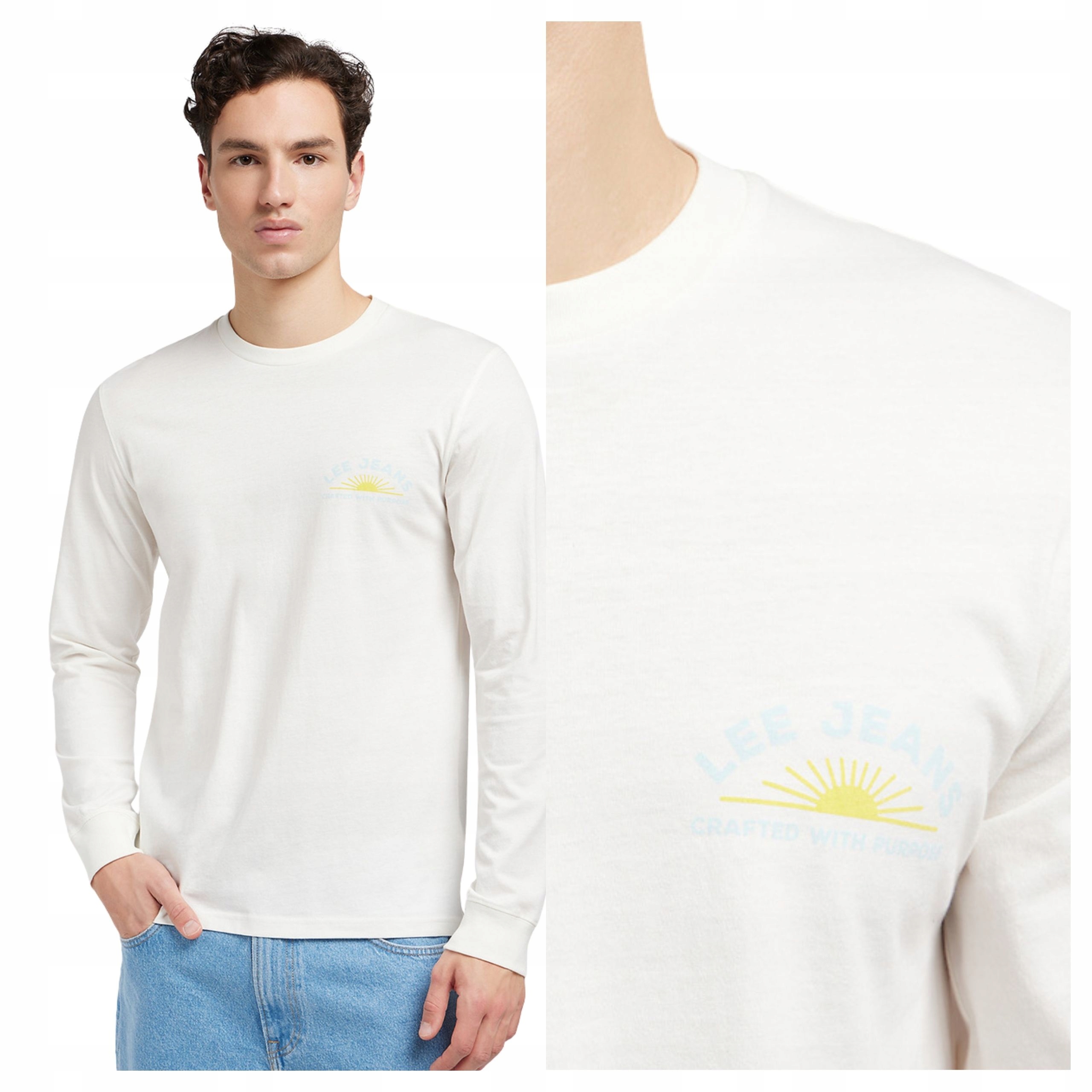 Tričko Pánské Lee Ls Tee Ecru Bílá Longsleeve Bavlna M