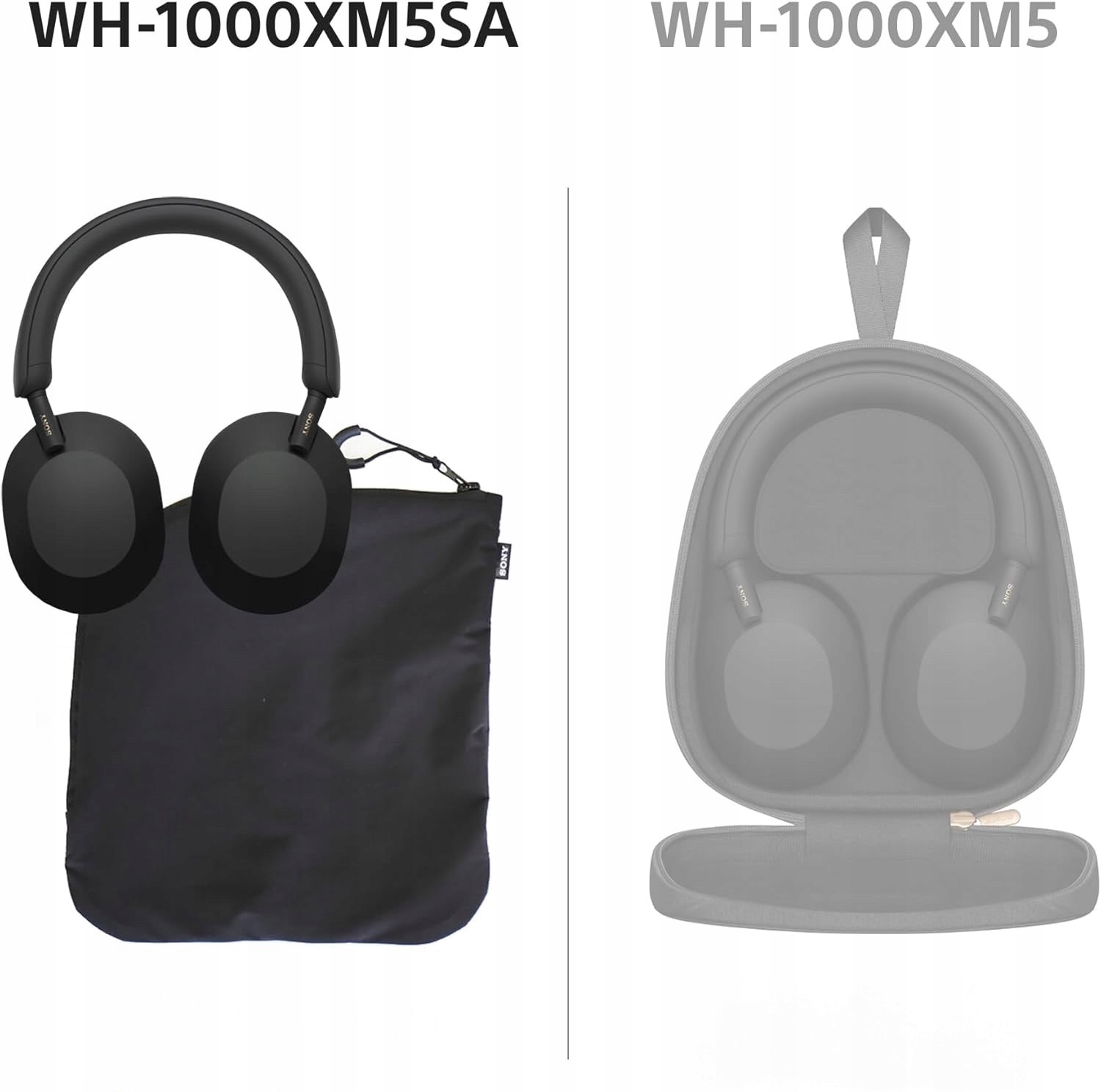 Słuchawki bezprzewodowe Sony WH-1000XM5SA SOFT ETUI CZARNE Model WH-1000XM5