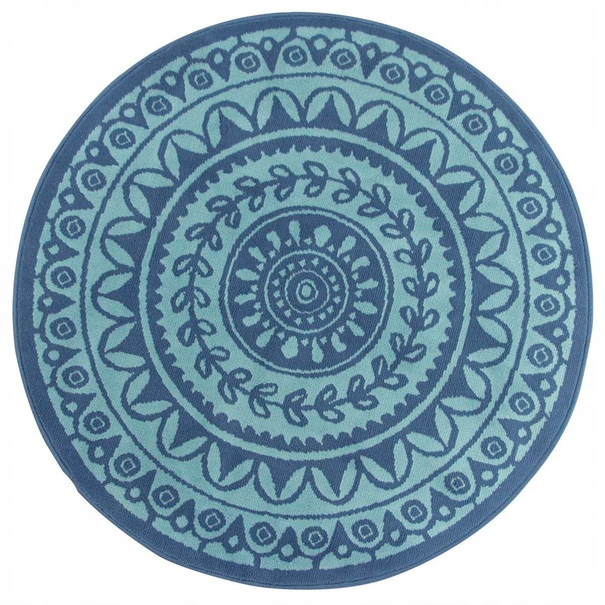 

śr. 120 cm Niebieski Jeansowy Dywan Koło Styl Boho