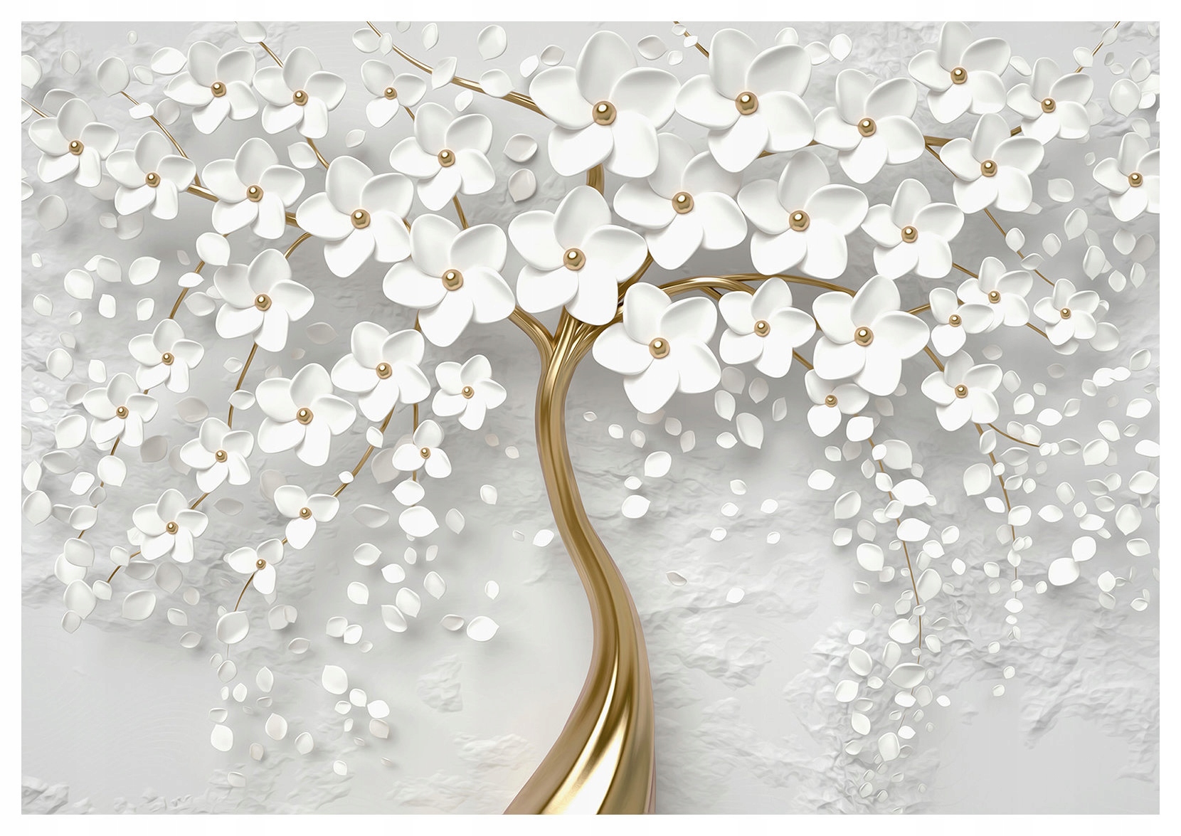 Fototapeta Zlatý strom s květinami na světlém pozadí vinylová 416x290 lepidlo