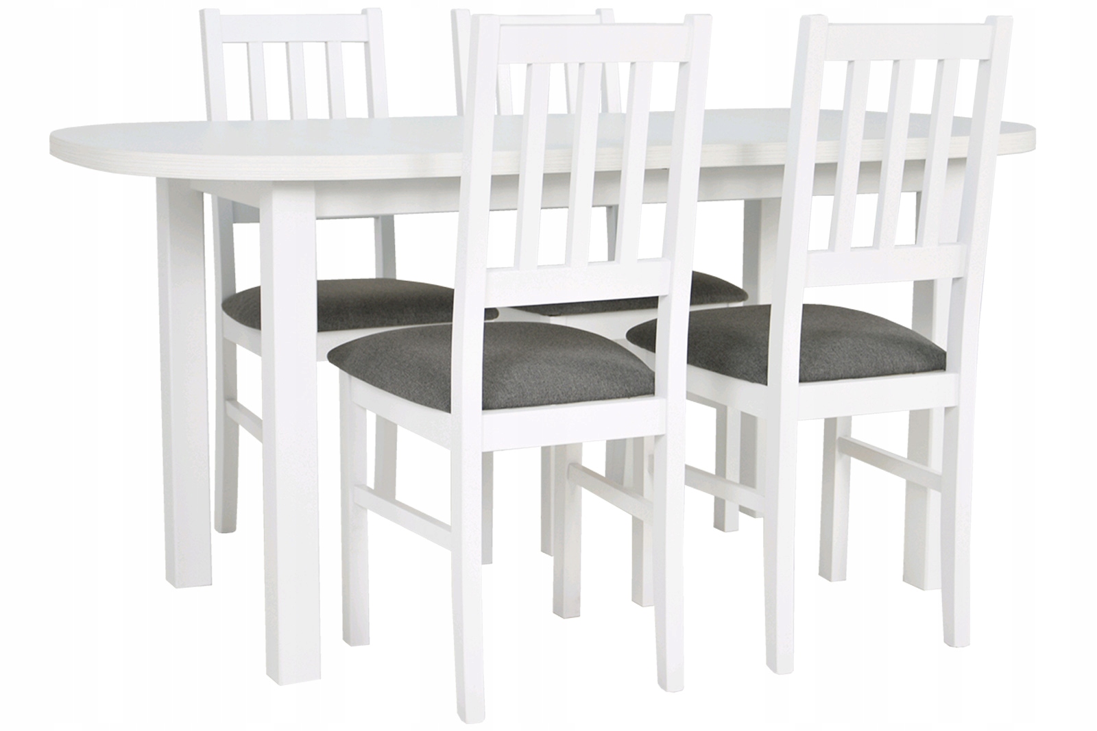 Modny zestaw STÓŁ OWAL z krzesłami 4 szt BIAŁE