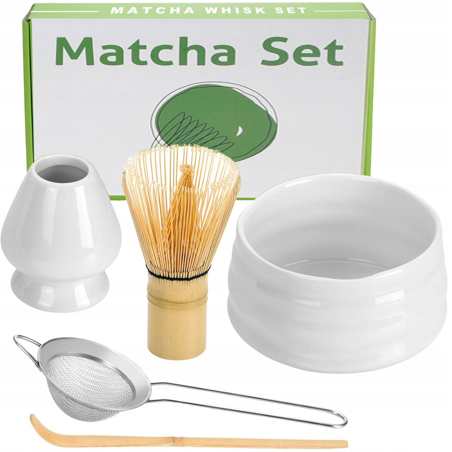 Sada Na Přípravu Matcha Obsahuje Metličku Na Matcha A Misku Na Matcha, 5 Dílů