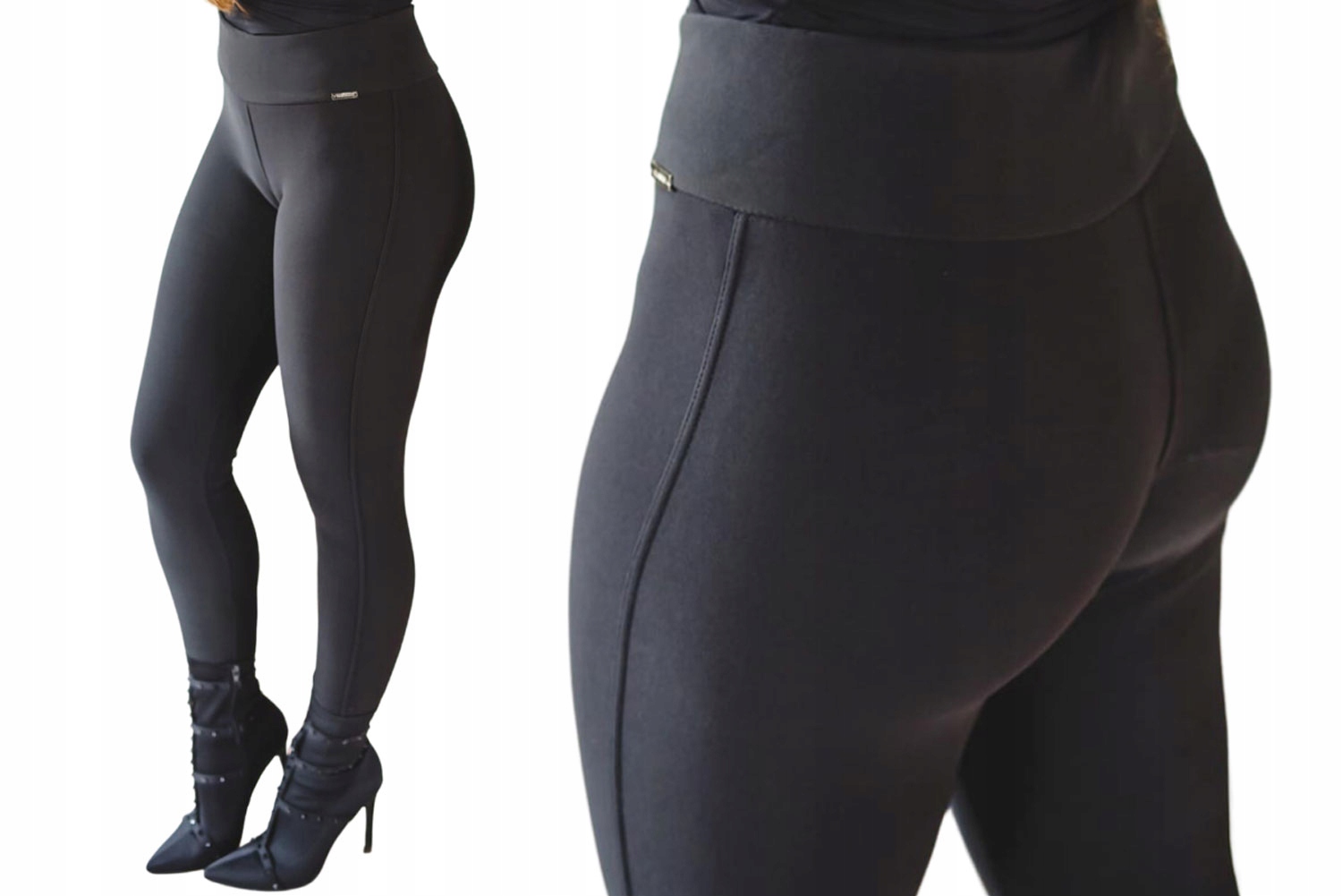 

Czarne ocieplane legginsy damskie wysoki stan XL