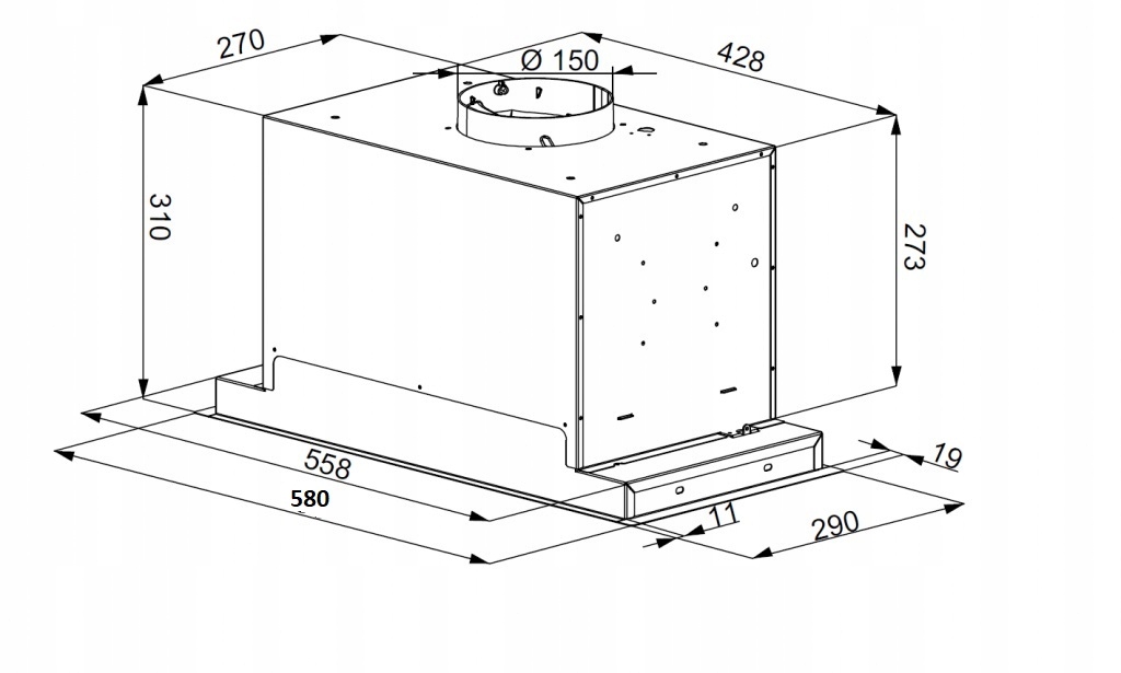 Okap do zabudowy Maan Helios 60 Slider Silent Premium Line Model Helios 60 Slider Silent