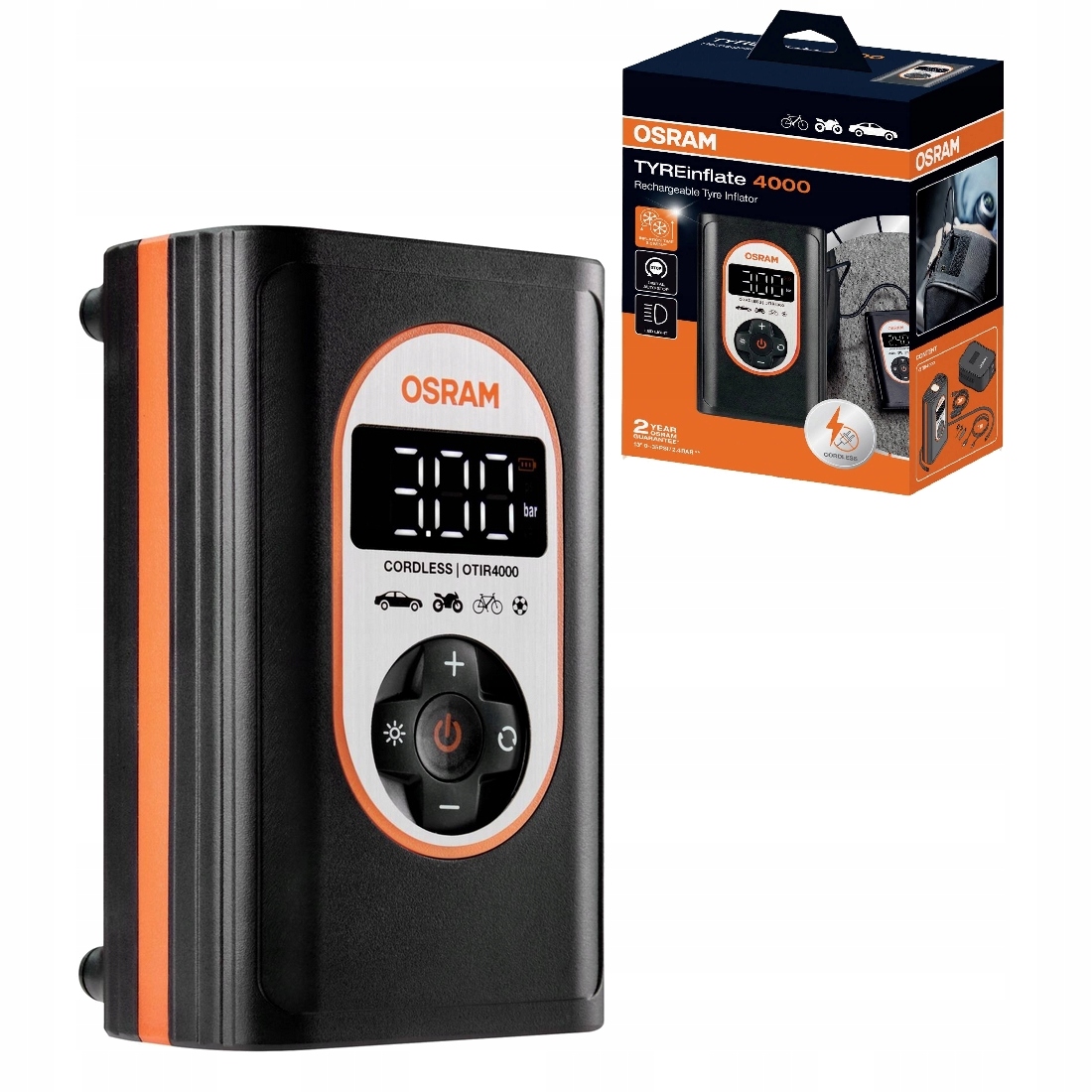 Kompresor do Kół Akumulator Końcówki 8.3 bar LED Marka Osram