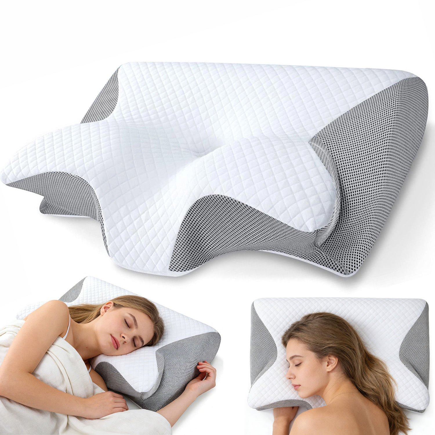 Poduszka Do Spania Na Boku I Brzuchu Ortopedyczna Ergonomiczna 62X37CM