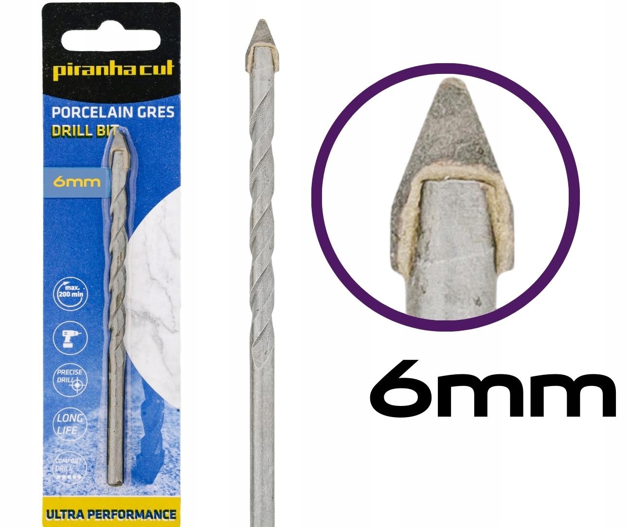 Wiertło do płytek gresu ceramiki i szkła 6mm