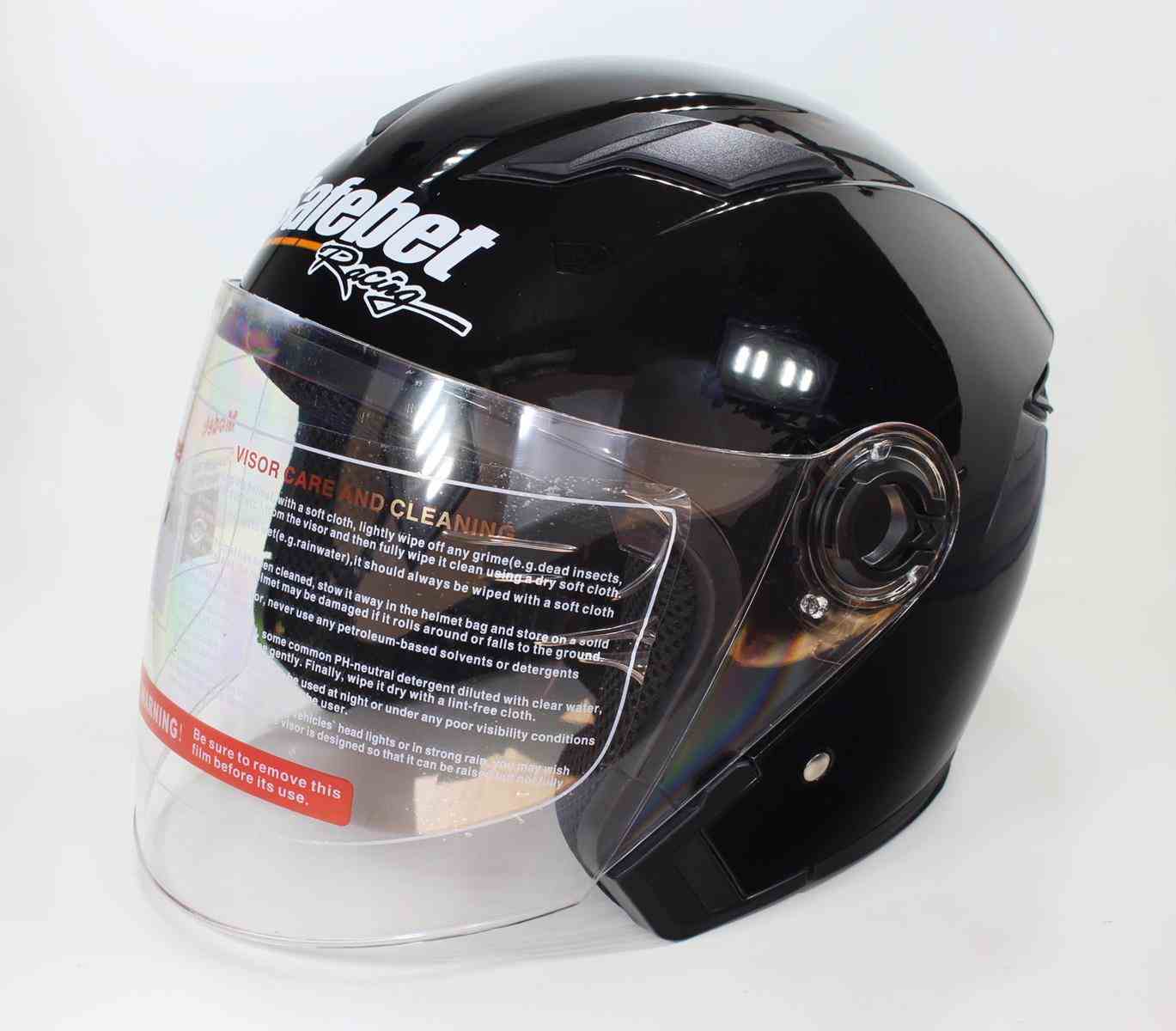 Kask Motocyklowy Otwarty Skuter Quad Hulajnoga Blenda Okulary Czarny