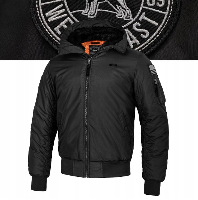 Pánská Zimní bunda bomber s kapucí Pitbull Encino s vysokým stojáčkem S