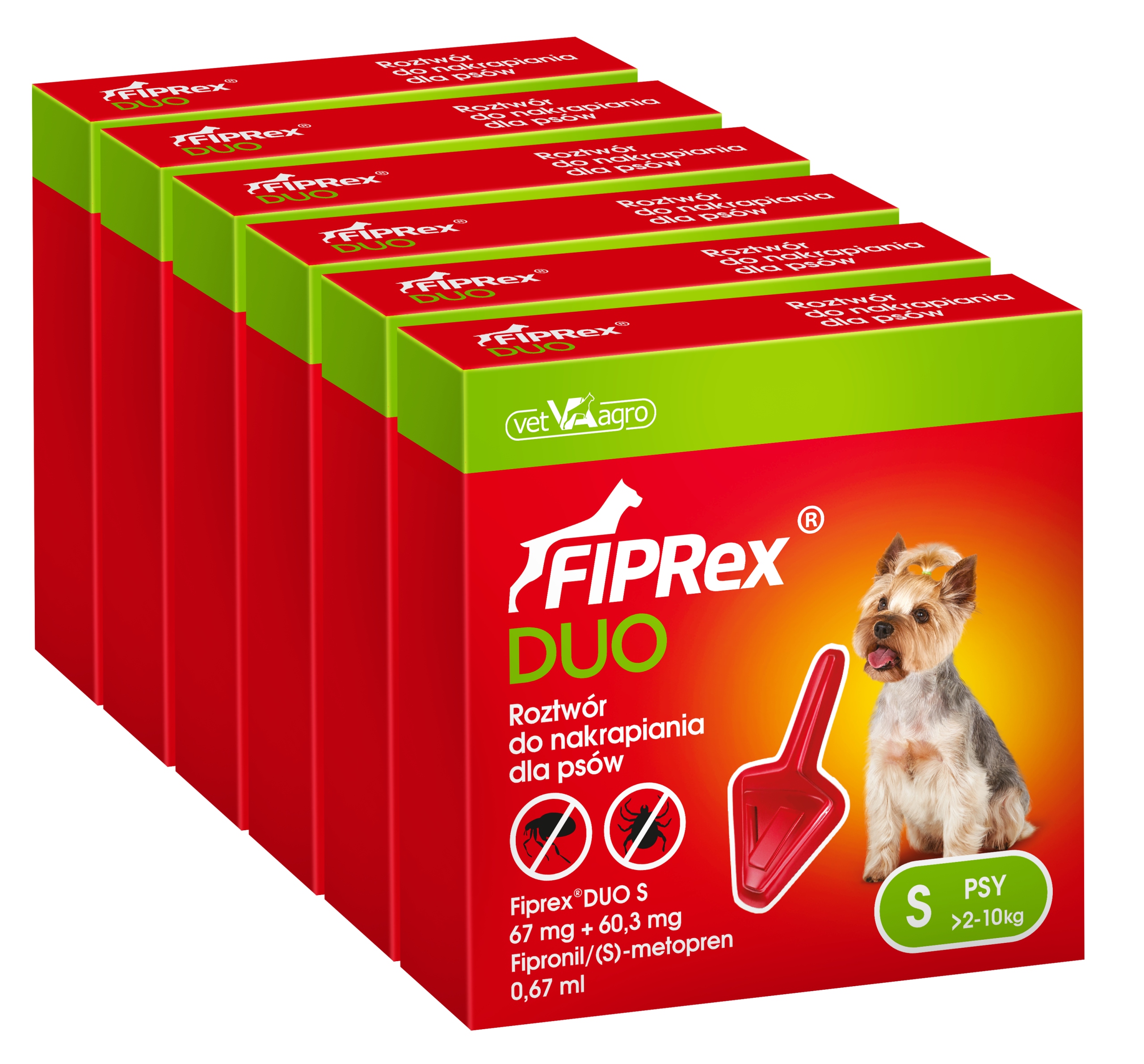 Fiprex Duo Pipeta krople dla małych psów S (do 10kg) x6