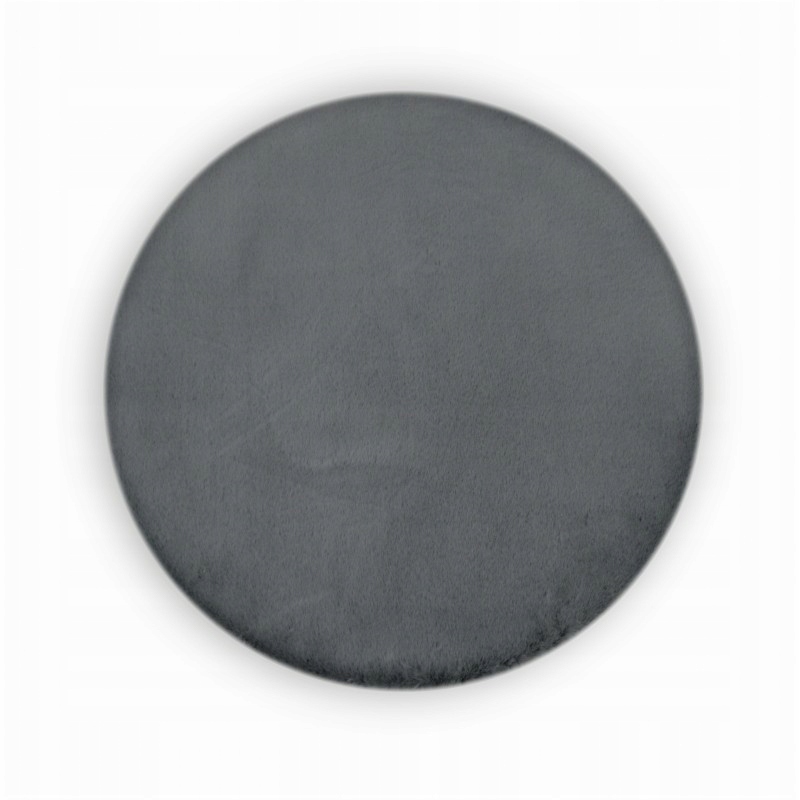 Plyšový tmavosivý okrúhly rabbitový koberec, králičia kožušina, kruh 160 cm