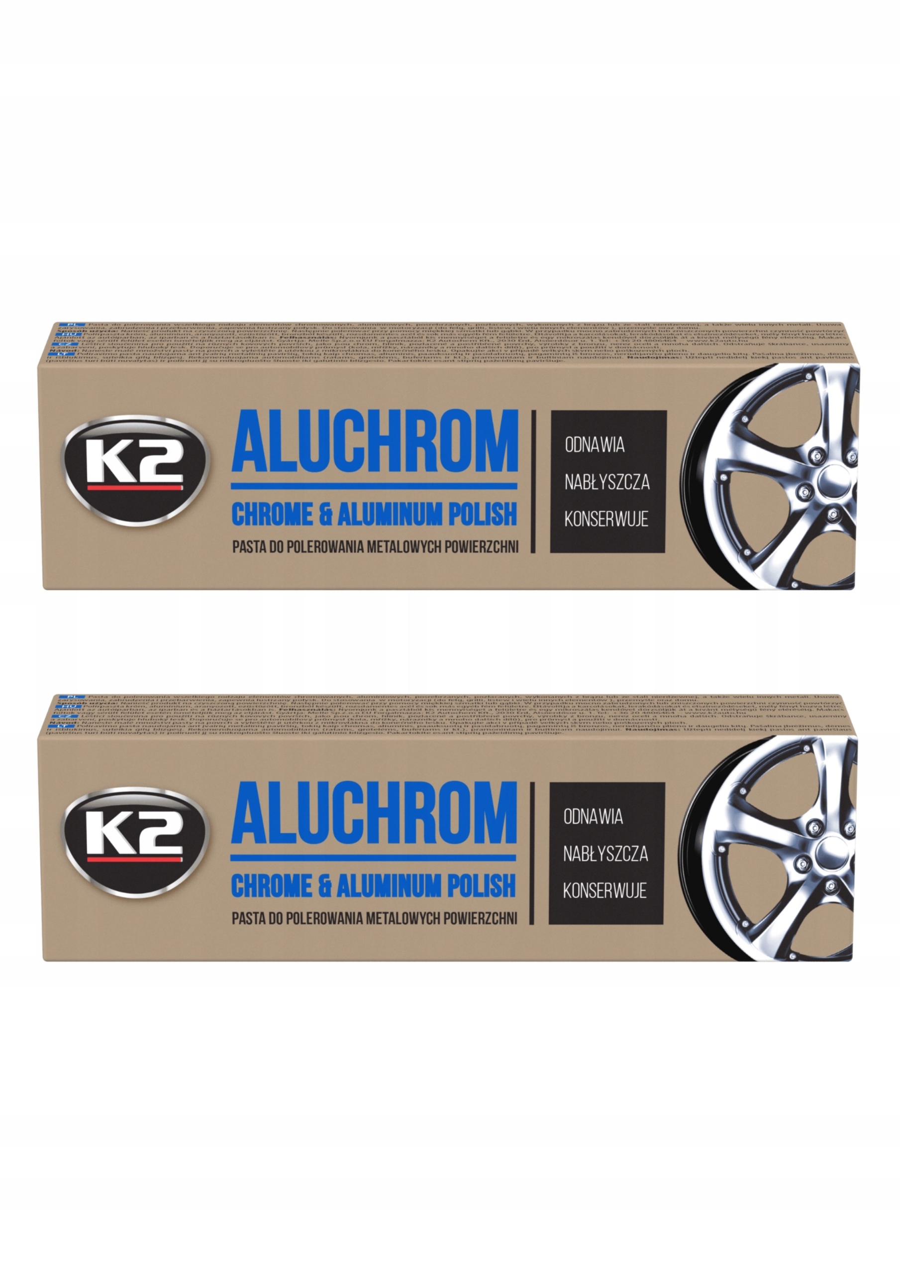 2 x Pasta do polerowania metali Felg Aluminium Chrom K2 Aluchrom 120g K003