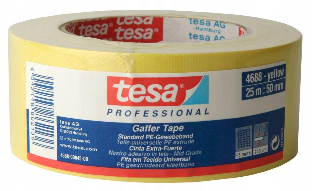 

Taśma naprawcza tesa Gaffer 25m x 50mm żółta 4688