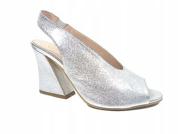 Sandály stříbrné klinie kožené pohodlné elegantní dámské lodičky Sala 37