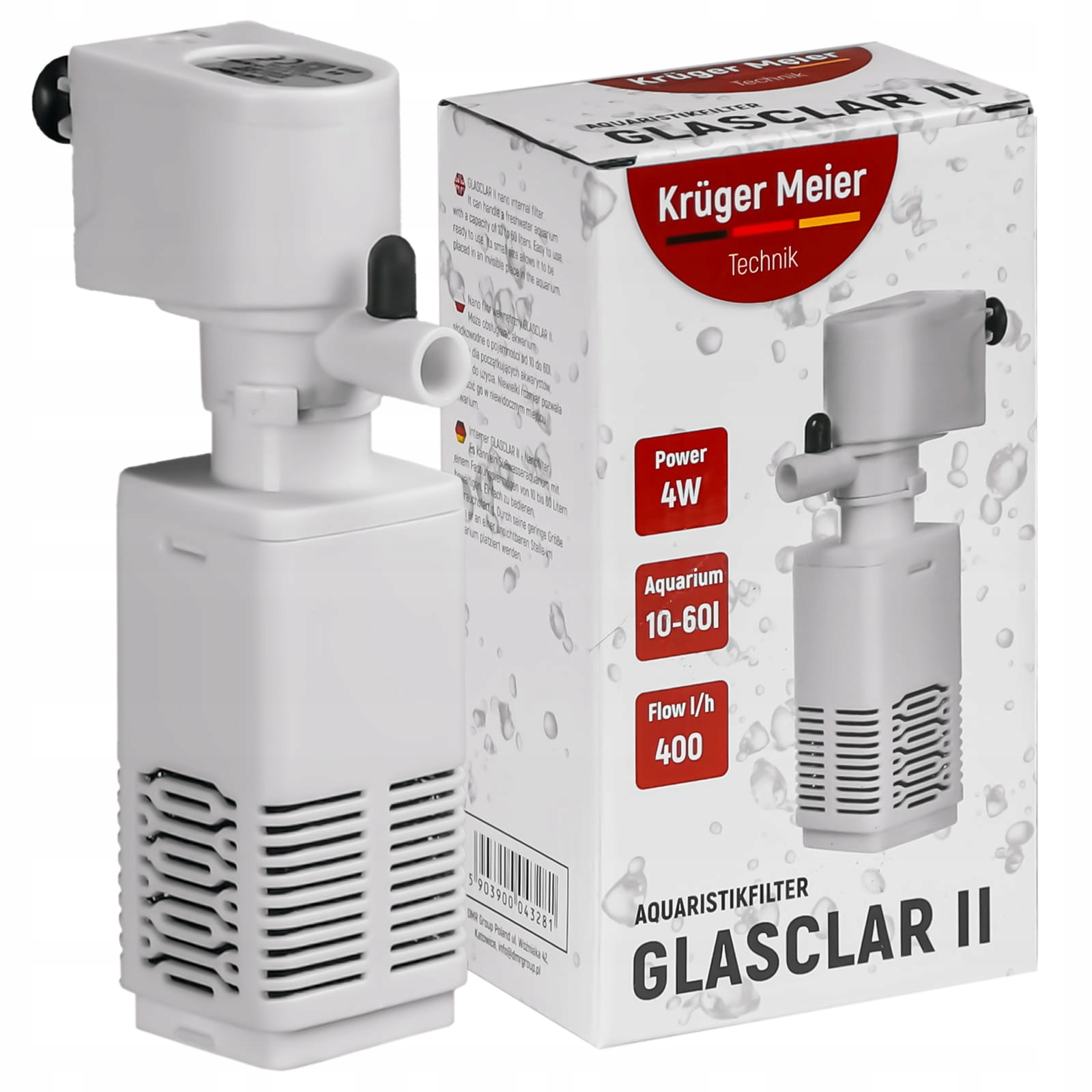 

Kruger Meier Glasclar II Filtr do Akwarium 400l/h