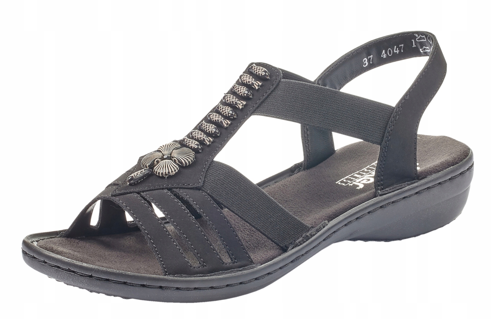 Rieker 60806-00 vel.38 černé ploché dámské sandály