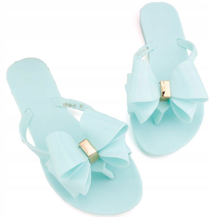 

Japonki damskie meliski miętowe klapki płaskie