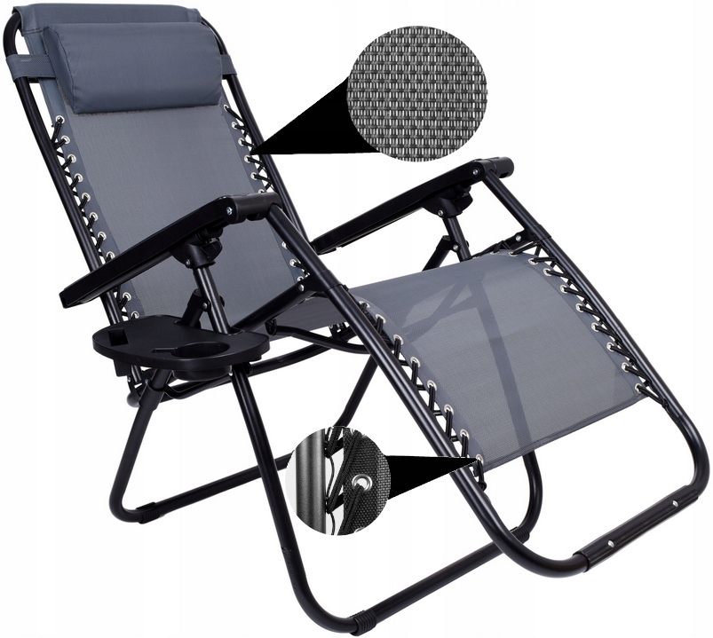 Leżak Plażowy Fotel Ogrodowy Zero Gravity Składany Krzesło 2W1 Progarden