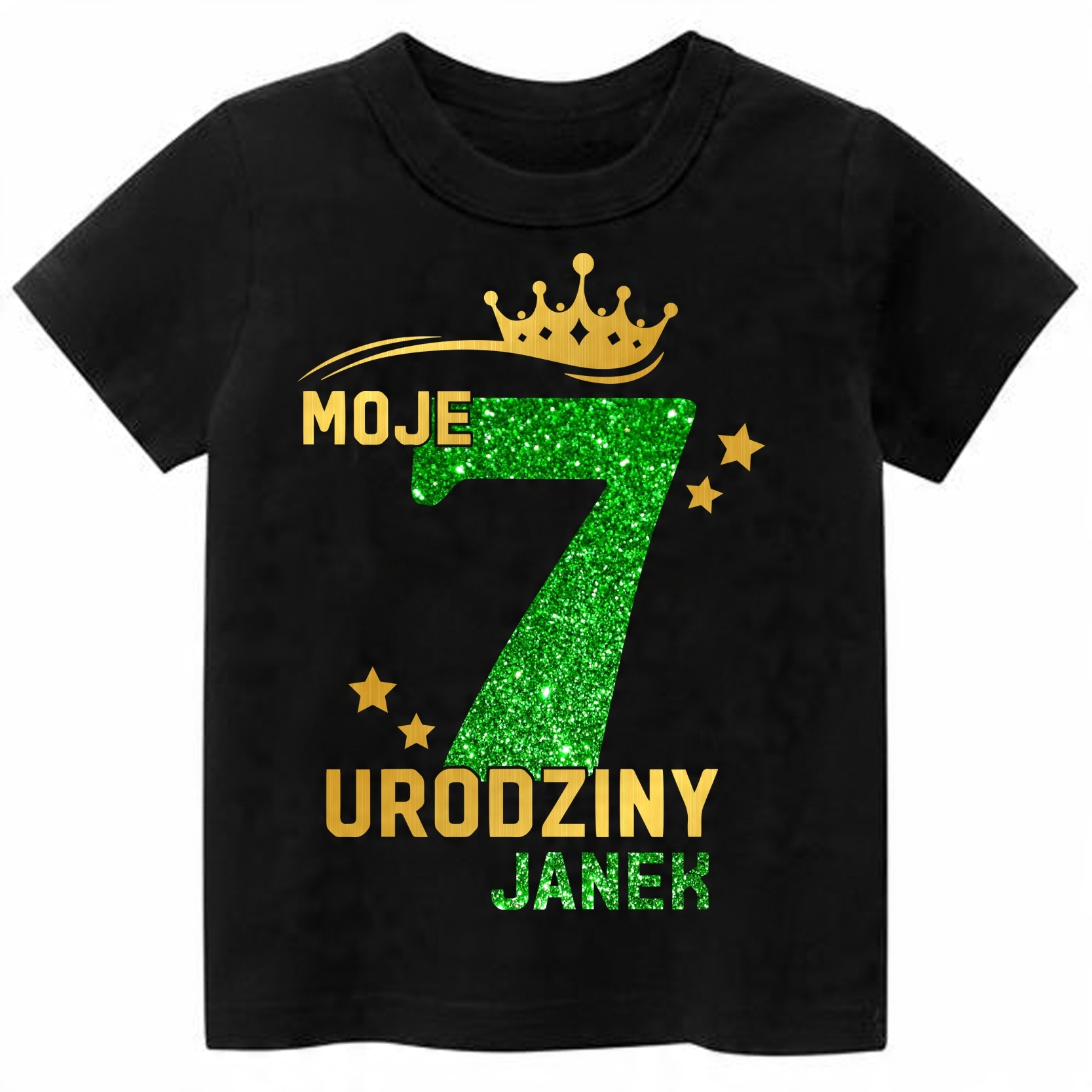 

Koszulka Urodziny Moje 7 Urodziny Brokat Imię 140
