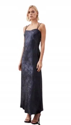 Karen Millen Tmavě Modrá Šaty Maxi Se Stahovacími Šňůrkami A Ramínky 38 B1F