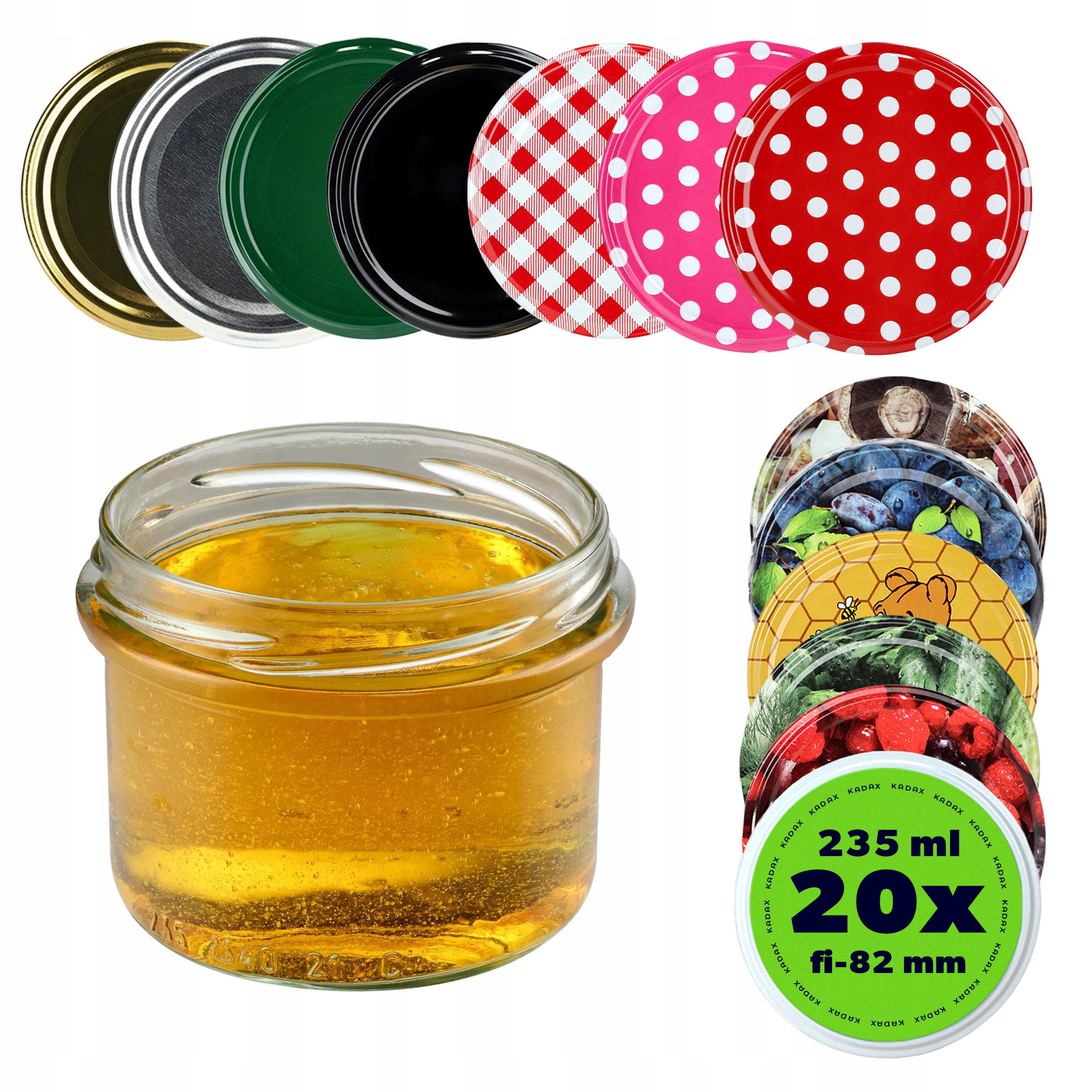 Sklenice 235 ml Sklenice Na Zavařeniny Med Na Svíčky Skleněné Uzávěry 20 Kusů FI82