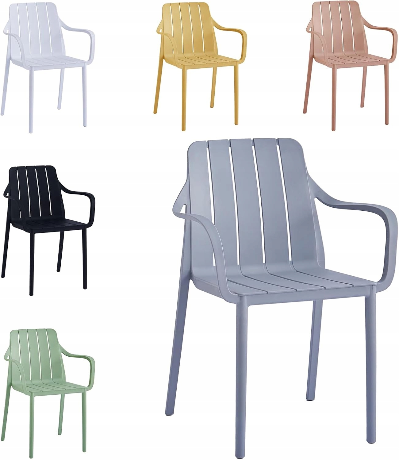 Zahradní židle plastová šedá pevná, stohované Uv, balkon, terasa