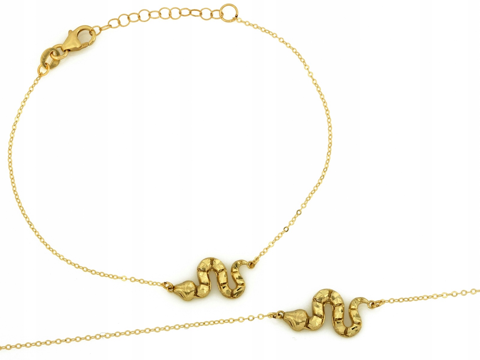 Jemný zlatý náramek 585 s hadem symbol obnovy r20 had 1.35g