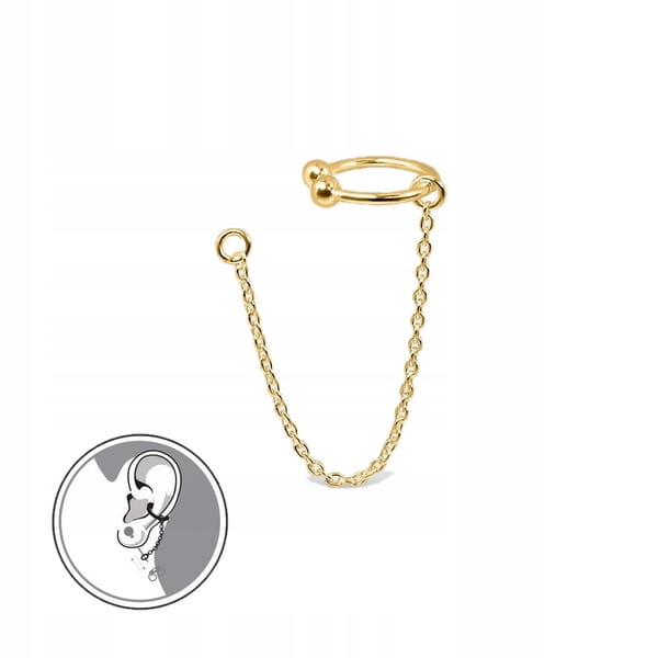 

Złoty Kolczyk Nausznica z Łańcuszkiem 925