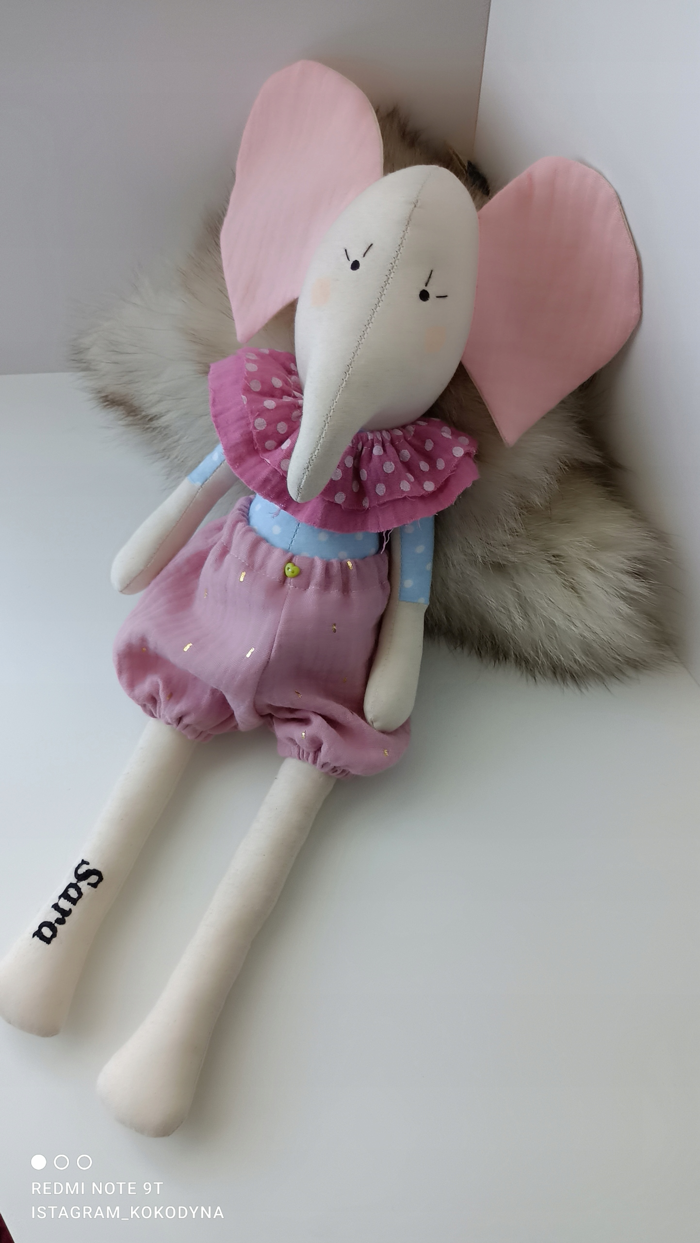 Slon slon tilda výšivka se jménem dítěte Handmade