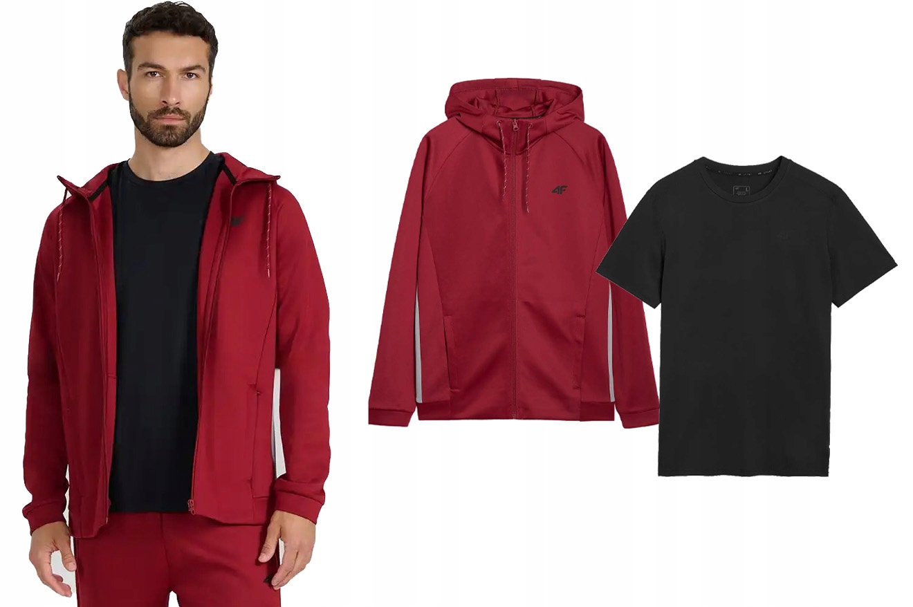 Pánská sportovní souprava 4F Mikina na zip , běžecké tričko M