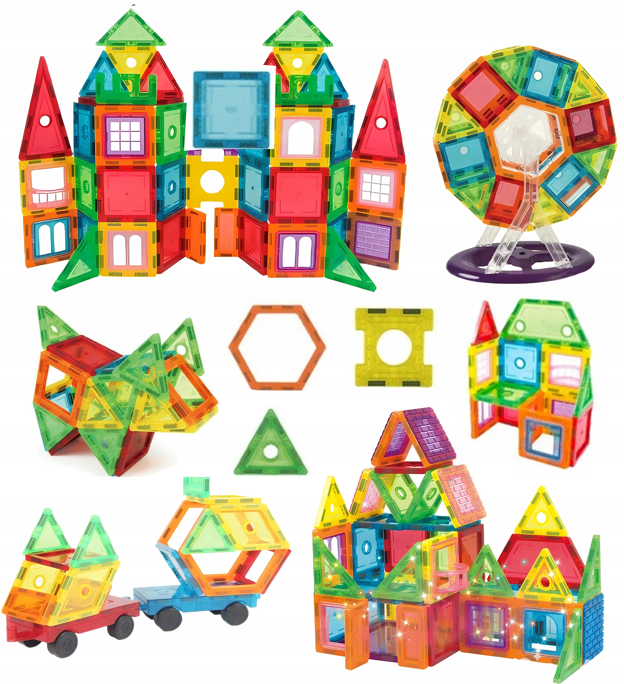 KOLOROWE Klocki Magnetyczne KONSTRUKCYJNE 3D XXL MAGNETIC TILES 212 Eelem. Rodzaj zestaw