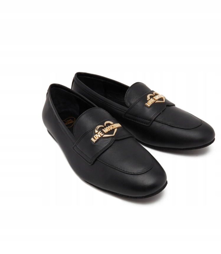 Černé Kožené Mokasíny Love Moschino 38