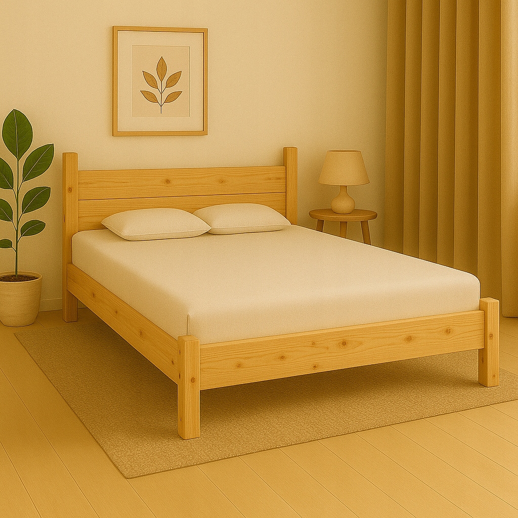 Dřevěná postel 140x200 Leaf stabilní rošt Ekologické Jednoduché Scandi Eco