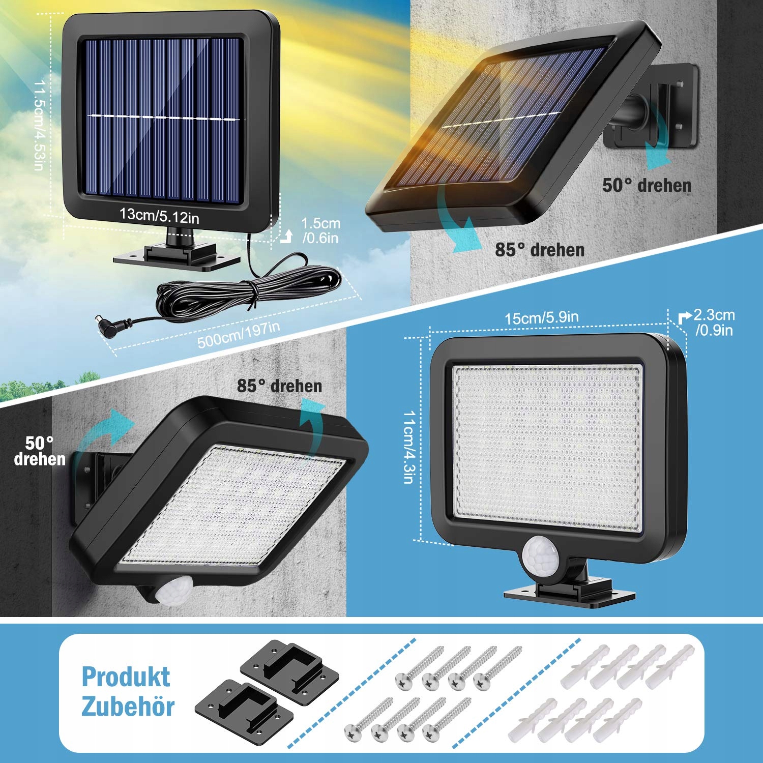 MPJ Solarne Oświetlenie Zewnętrzne 56LED Czujnik Ruchu — miniatura 7