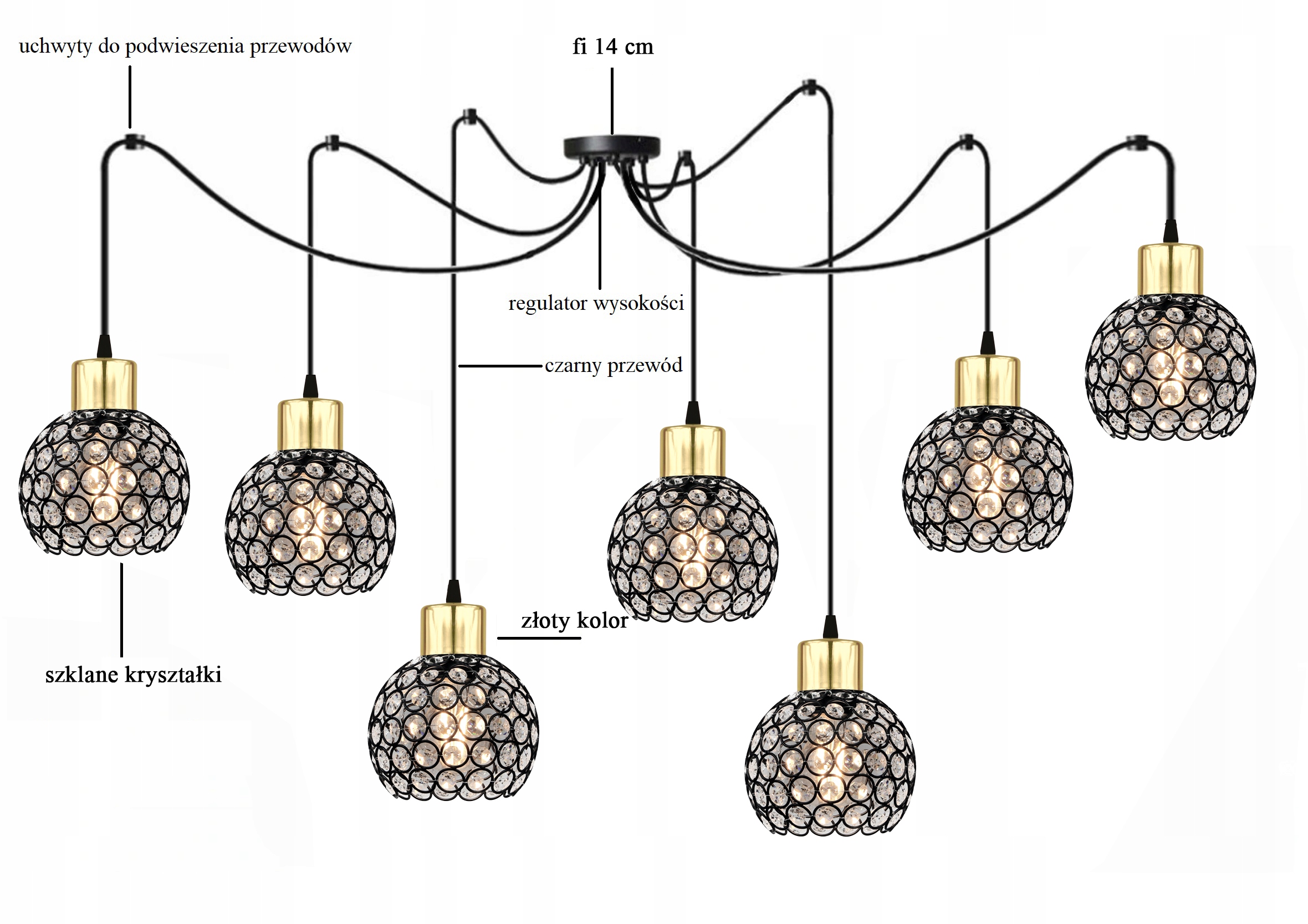 LAMPA SUFITOWA ŻYRANDOL NAPOLI GOLD 4-400.7 LED Zasilanie sieciowe