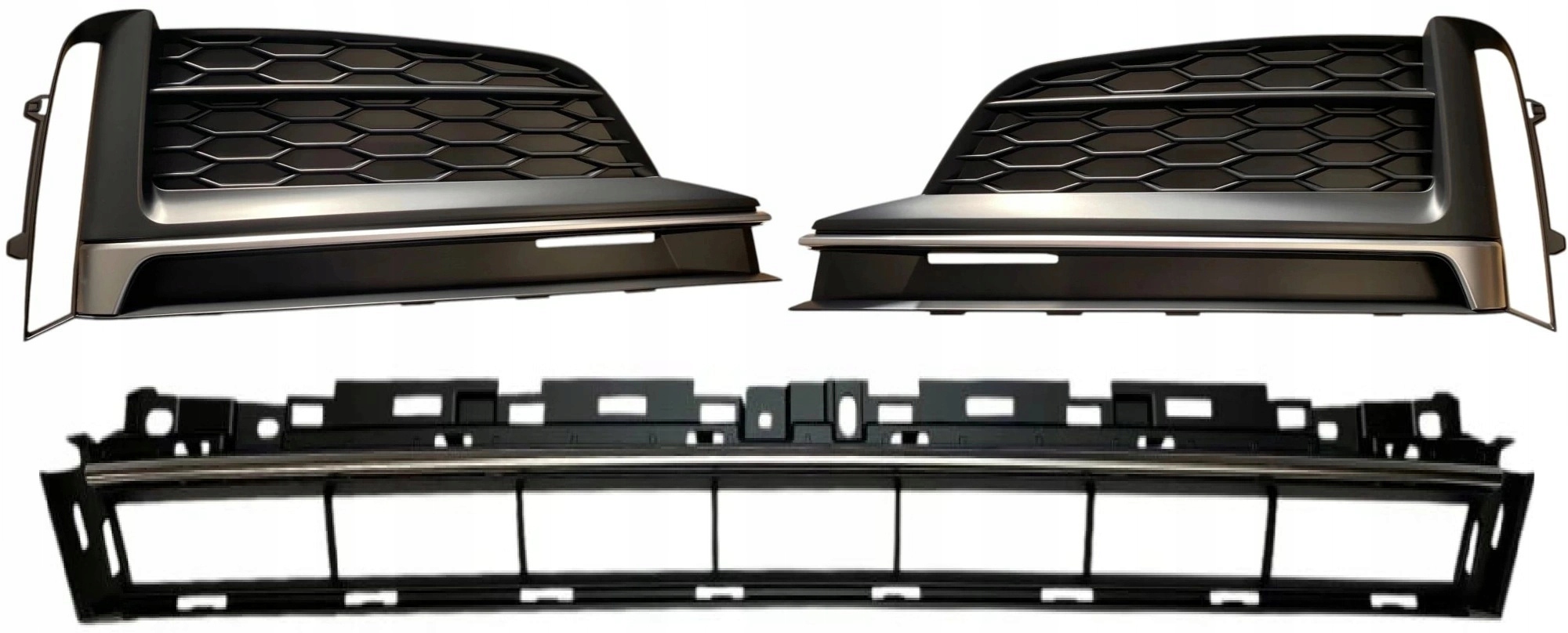 Sada x3 Audi A5 8W6 16-19 Atrapa mřížka nárazníku Pravá Levá Střední Atrapa