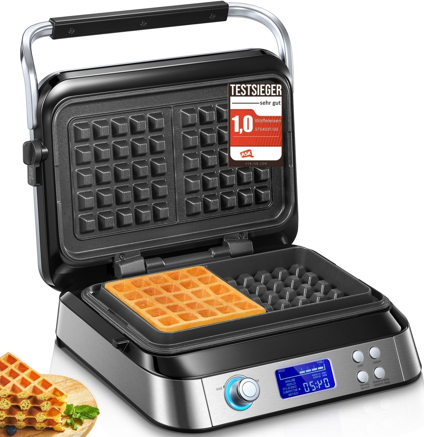 Vaflovač 1600 W Belgické Vafle 5 programov 7 úrovní LCD časovača
