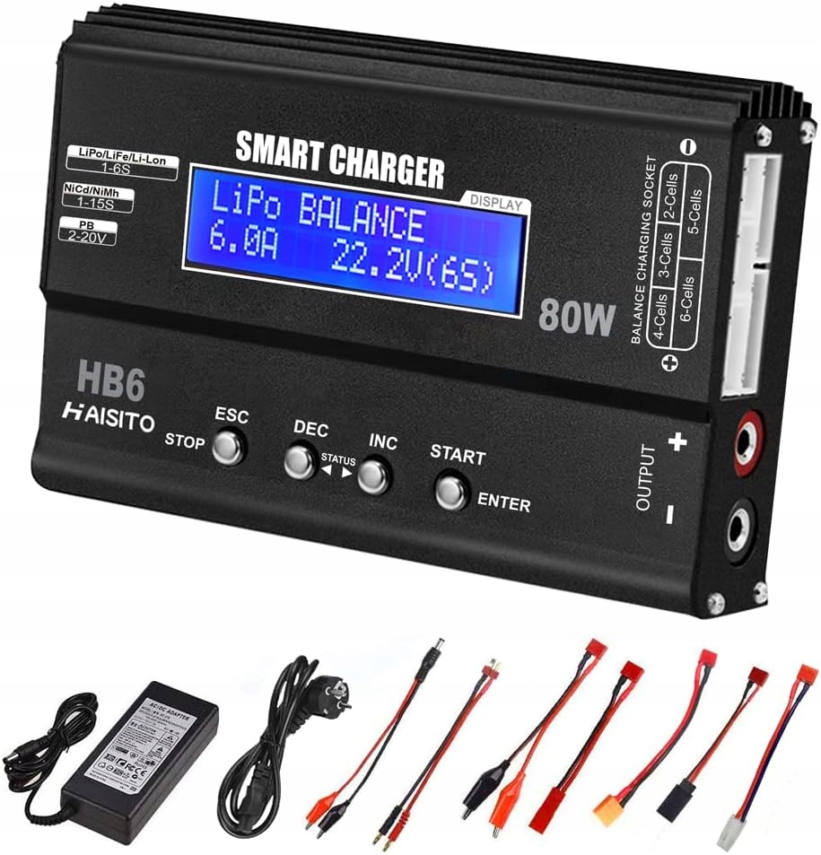 Haisito HB6 Ładowarka LiPo Ładowarka Do Baterii Rc z ekranem Led 80W Smart