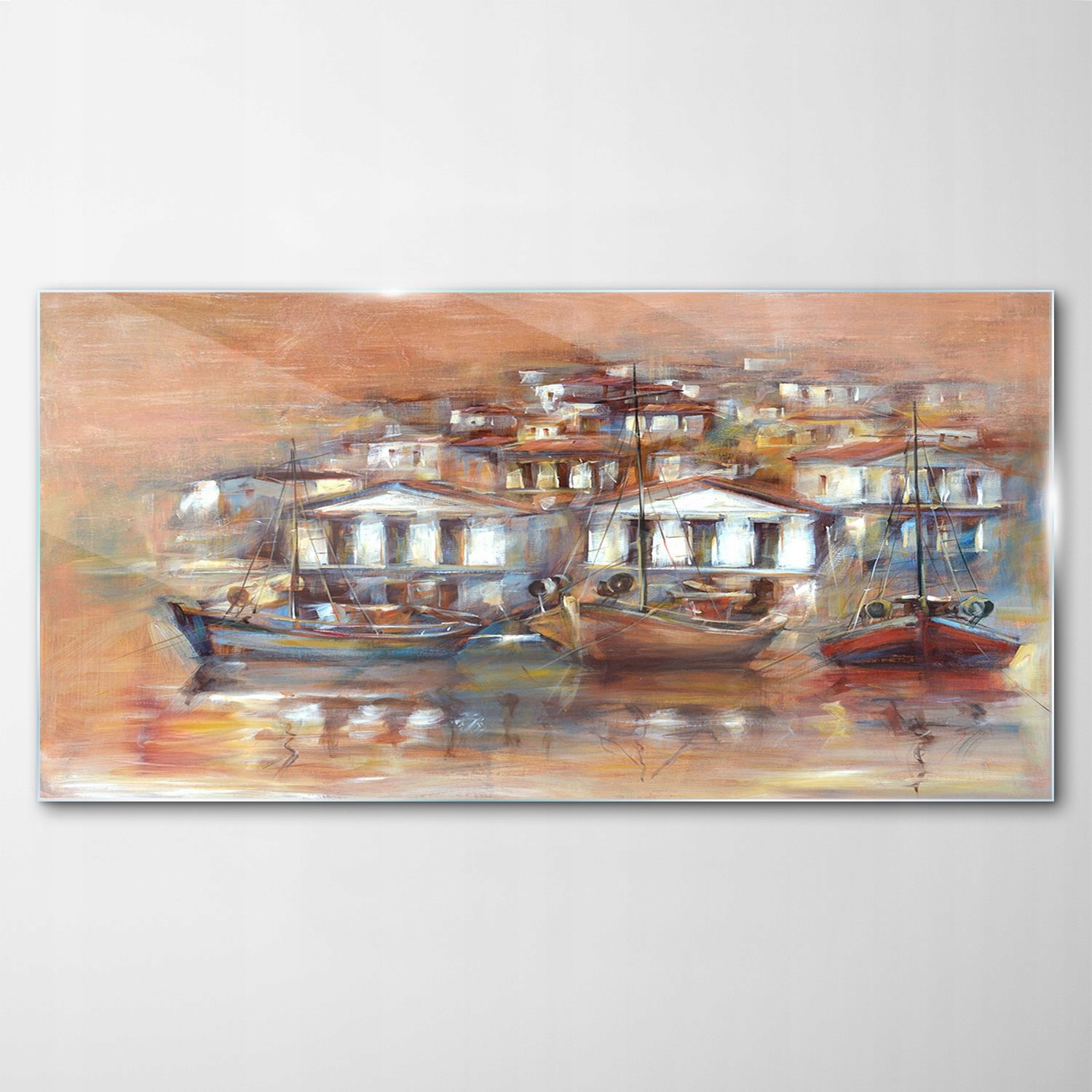 

Hartowany Obraz Szklany Łódki Wyspa Port 100x50
