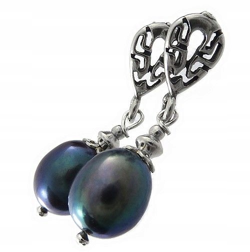 Krásné Perly Paví Ozdobné Náušnice Stříbro