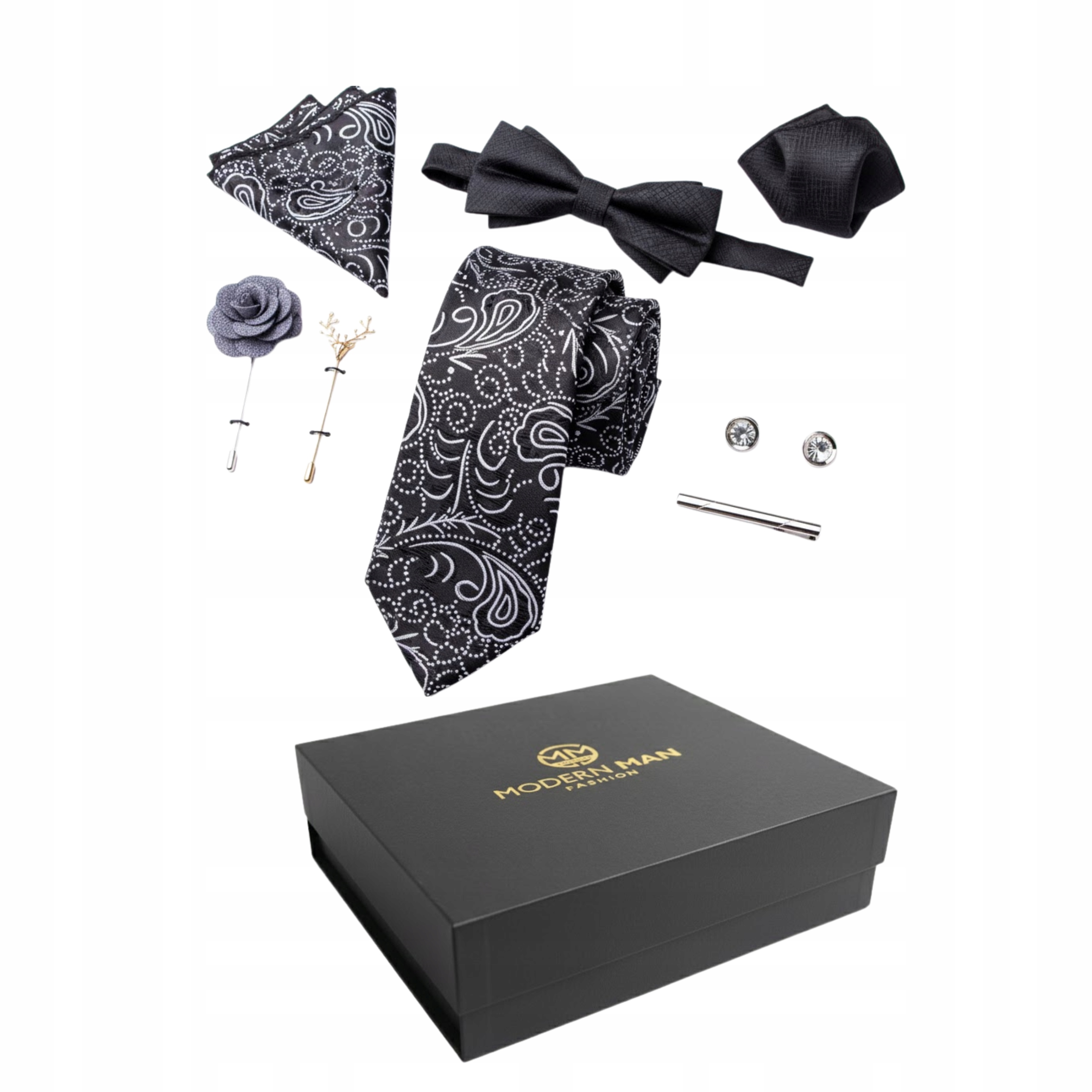 Dárková Sada Pro Muže Kravata Motýlek Sponky Brože Moderní