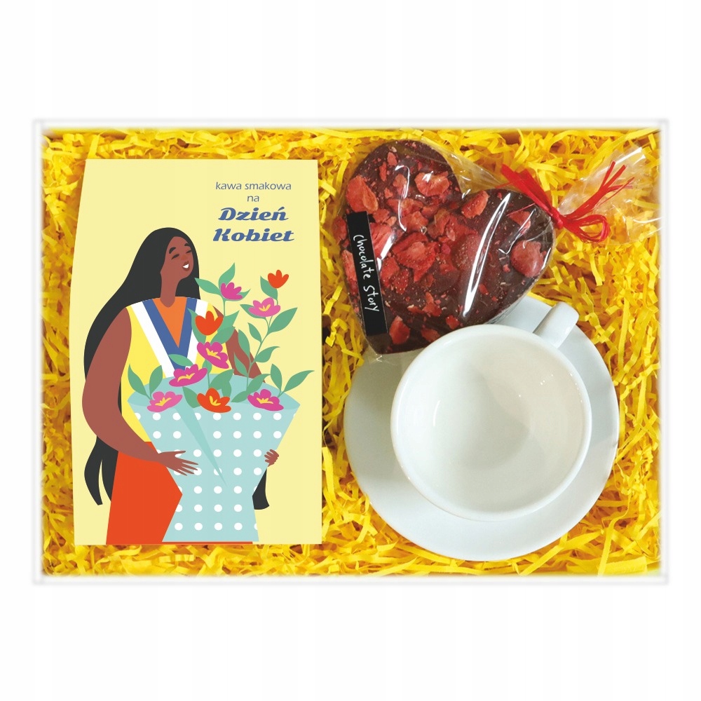 Levně Box S Ochucenou Kávou Šálek Čokoládové Srdce Dárek Ke Dni Žen
