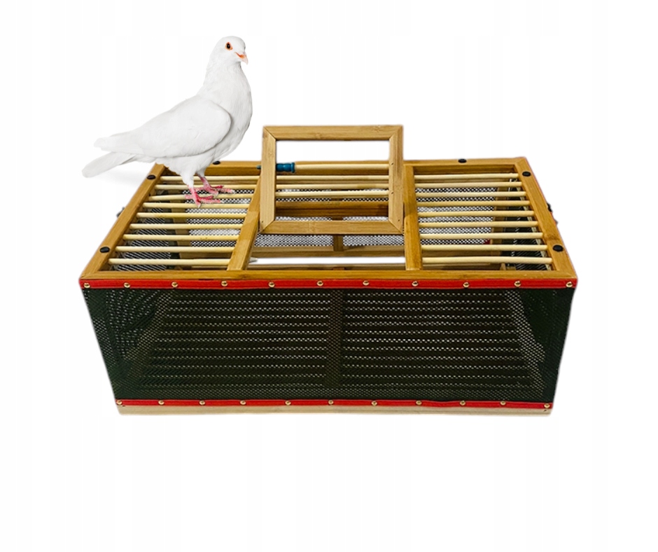 Kosz Transportowy Składany Dla Gołębi Ptaków 60 X 35 X 23 CM Drewno-siatka