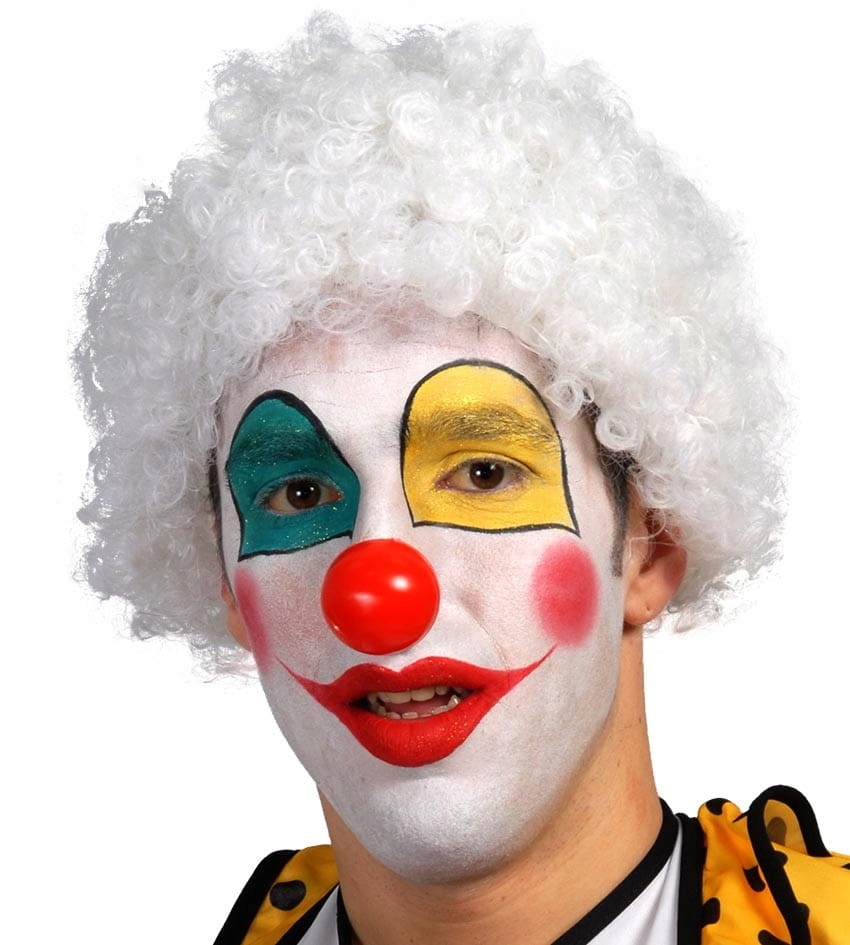 Peruka Afro biała dla Anioła lub Klauna, peruka Anioła, aniołek, anioł