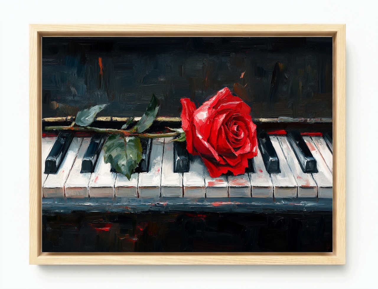 Obraz Rama American Box Hudba Umenie Klavír Pianino Kvet Ruža 80x60