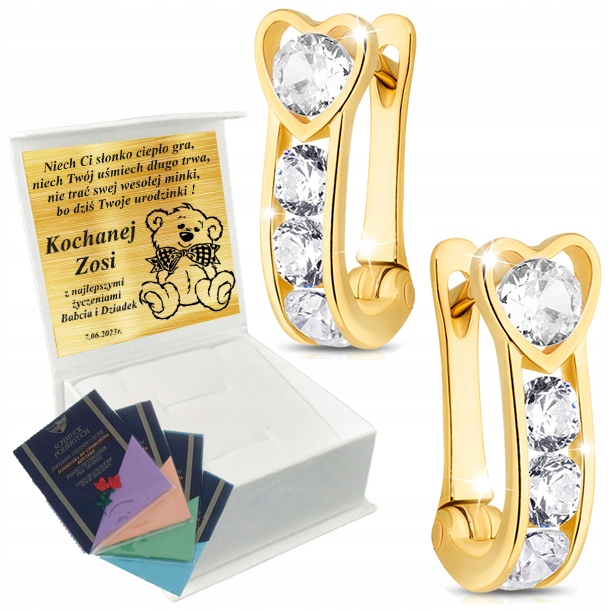 Złote Kolczyki 585 Serca Serduszka Na Angielskich Zapięciach Złoto Komunia