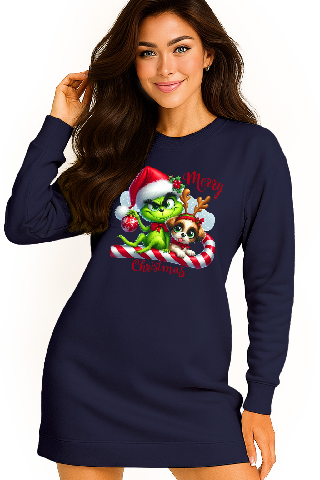 Mikina Vánoční Oversize Šaty Grinch Sob Dárek Vánoce XL