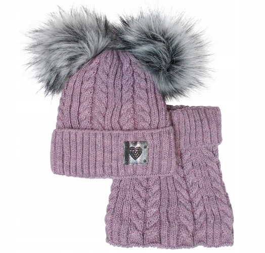 

Czapka Dwa Pompony Komin Zimowy Komplet 52-56